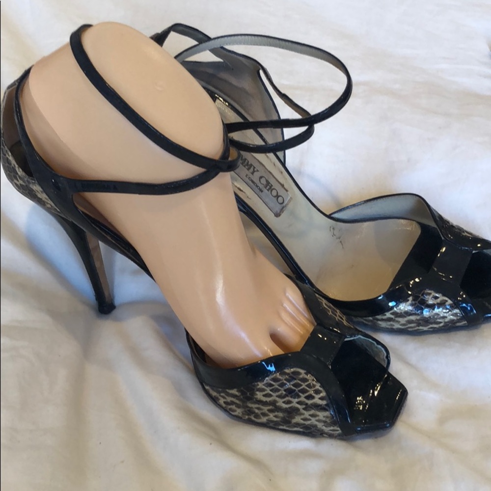 Jimmy Choo strapping snake skin heals 3-4”